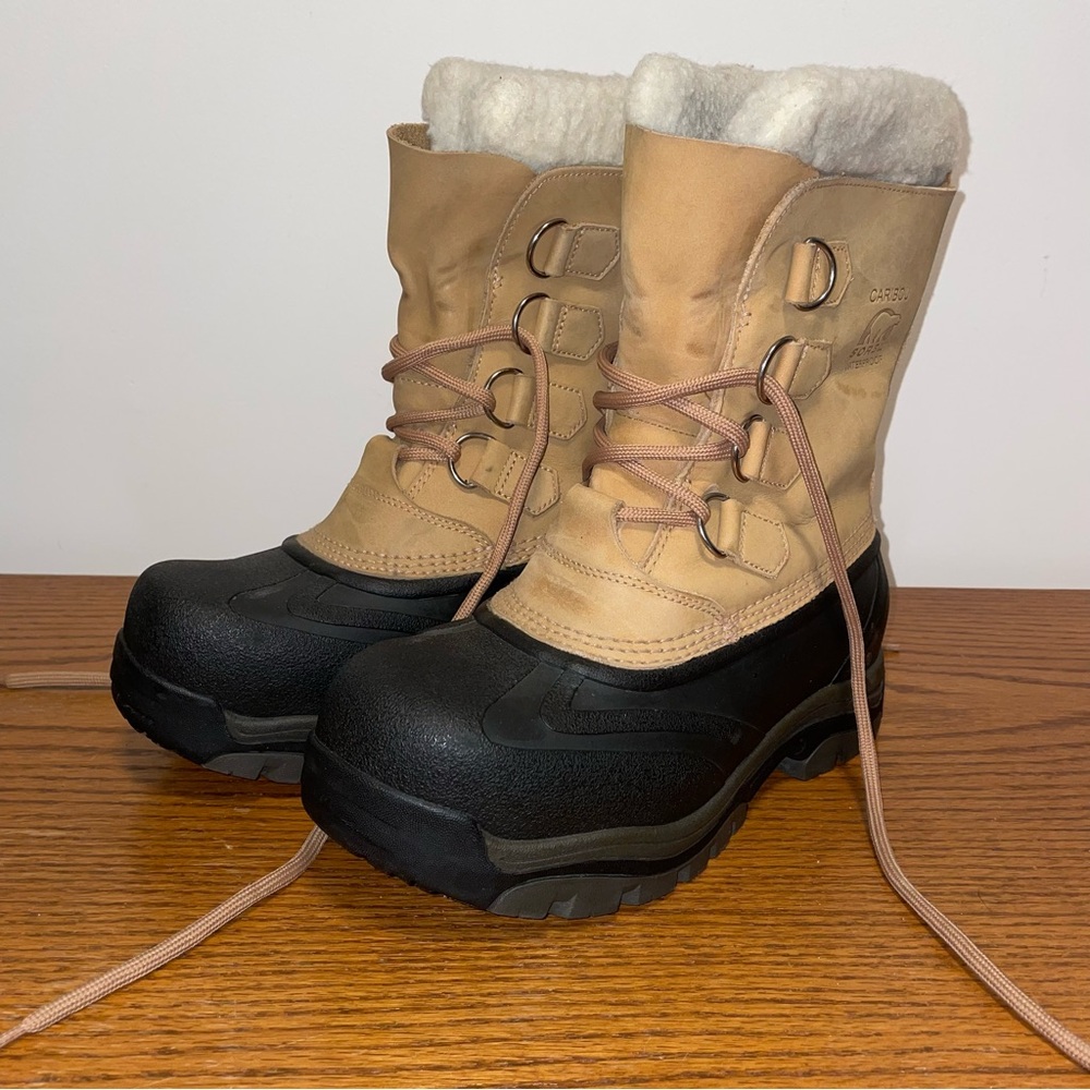 Tan and Black Winter Sorel Caribou Boots
